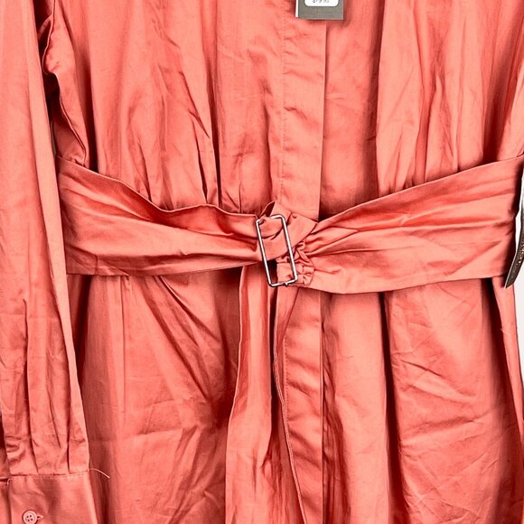 NWT Shirt Dress Eva Mendes NY&C Size XXL Coral Belted Button-Front Cotton Blend - Picture 9 of 16